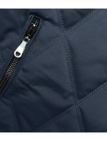 Tmavomodrá prešívaná bunda s ozdobnými sťahovacími lemami (16M9085-215)
