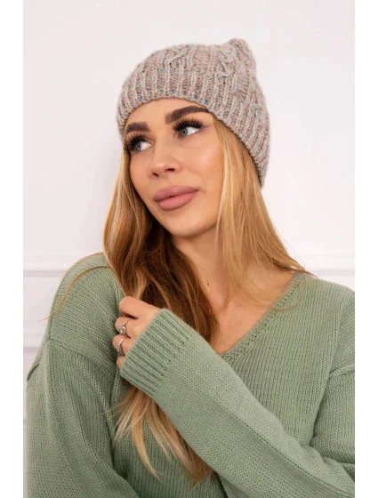 Fleecová čiapka Melisa K241 beige+grey