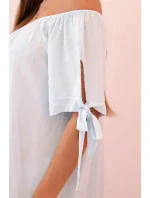 Dámské viskózové šaty s vázáním na rukávech modré Dámské viskózové šaty s vázáním na rukávech modré