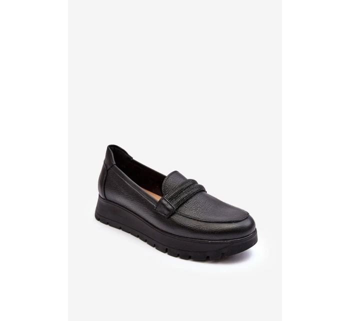 Skórzane Półbuty Na Platformie Z Ozdobą Czarne Lemar Lehira Skórzane Półbuty Na Platformie Z Ozdobą Czarne Lemar Lehira