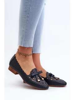 Dámské lodičky s detaily a mašlí tmavě modré model 21658375 - Boto