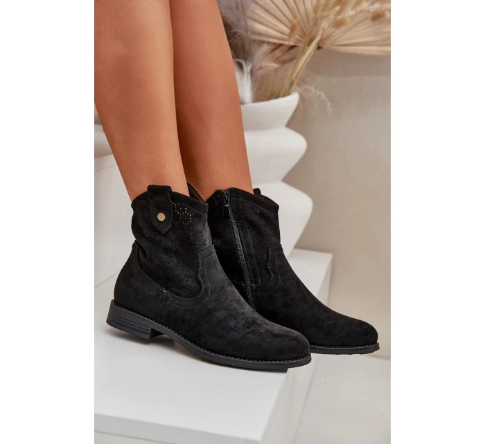 Boty Na Plochém Podpatku  Černé model 21685082 - S.Barski