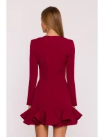 model 21296129 Šaty s volánkovým lemem bordó - Moe model 21296129 Šaty s volánkovým lemem bordó - Moe