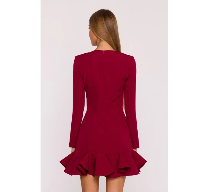 model 21296129 Šaty s volánkovým lemem bordó - Moe model 21296129 Šaty s volánkovým lemem bordó - Moe
