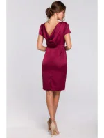 K041 Plášťové šaty s kapucňou na chrbte - bordó K041 Plášťové šaty s kapucňou na chrbte - bordó