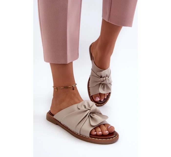 Dámske ploché papuče na podpätku Beige Nelvira