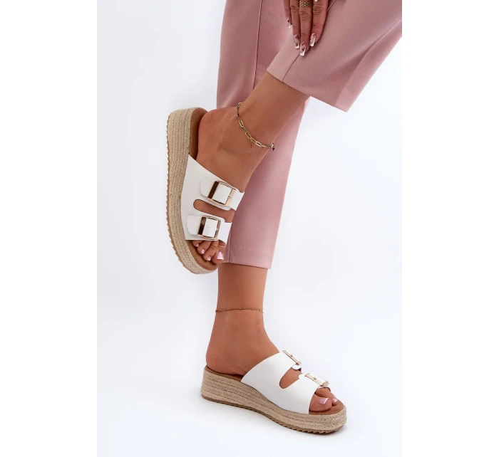 Dámske papuče s opletenou ekokožou, biele Zaloemi Dámske papuče s opletenou ekokožou, biele Zaloemi