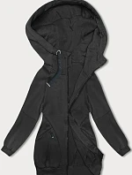 Dámska dlhá voľná mikina s rebrovanými manžetami čierna (AMG-332A)