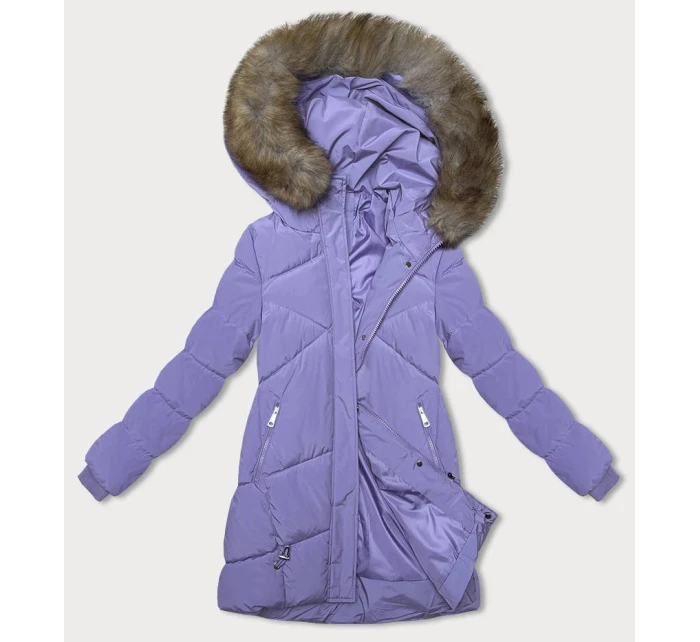 Fialová zimná bunda s kapucňou (LHD-23015)