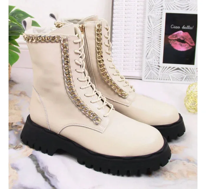 Zateplené kožené topánky s reťazou Artiker W HBH40 Zateplené kožené topánky s reťazou Artiker W HBH40