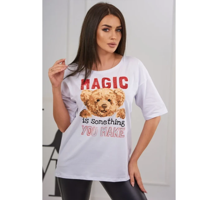 Kúzelná blúzka s potlačou biela