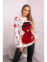 Vianočný sveter so snehuliakom vo farbe ecru
