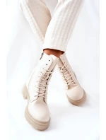 Wysokie Botki Workery Beżowe Rozelle Wysokie Botki Workery Beżowe Rozelle