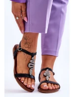 Kožené sandály s ozdobným Černá model 21619057 - S.Barski Kožené sandály s ozdobným Černá model 21619057 - S.Barski