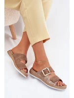 Klapki Damskie Z Klamrą I Rzepem INBLU MK000013 Brązowe