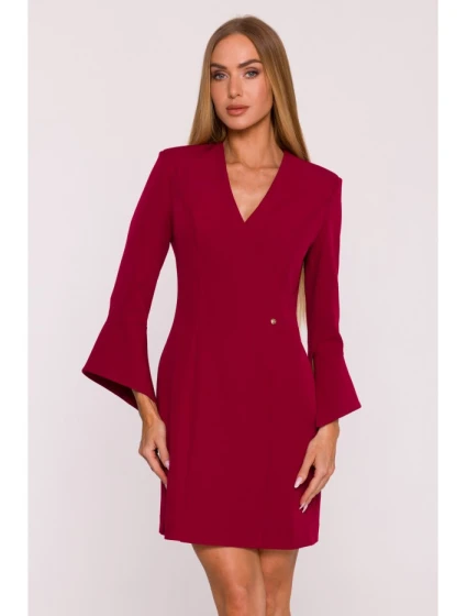 M876 Šaty so širokými manžetami - bordové