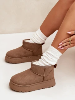 Dámske snežnice na platforme s kožúškom Vesirae - khaki