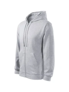 Módna mikina na zips pánska svetlo šedá melír