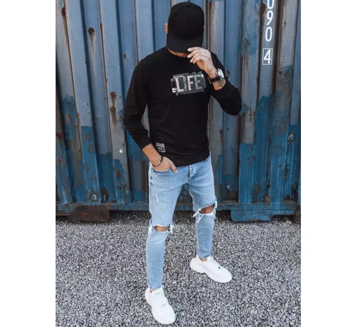 Pánska mikina s potlačou čierna FashionStreet BX5360 Pánska mikina s potlačou čierna FashionStreet BX5360