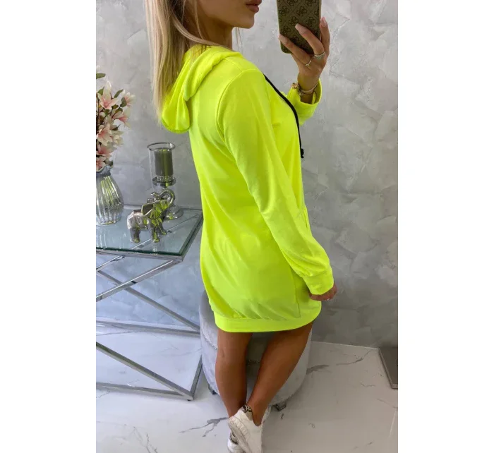 Šaty s kapucňou, mikina žltá neónová