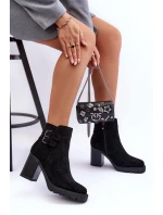 Kožené Boty Na Podpatku Černé model 21632219 - Boto