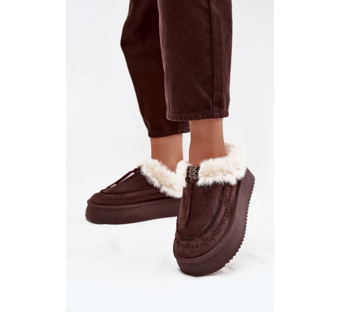 Śniegowce Damskie Z Futerkiem Na Platformie Czekoladowe Rosmira Śniegowce Damskie Z Futerkiem Na Platformie Czekoladowe Rosmira