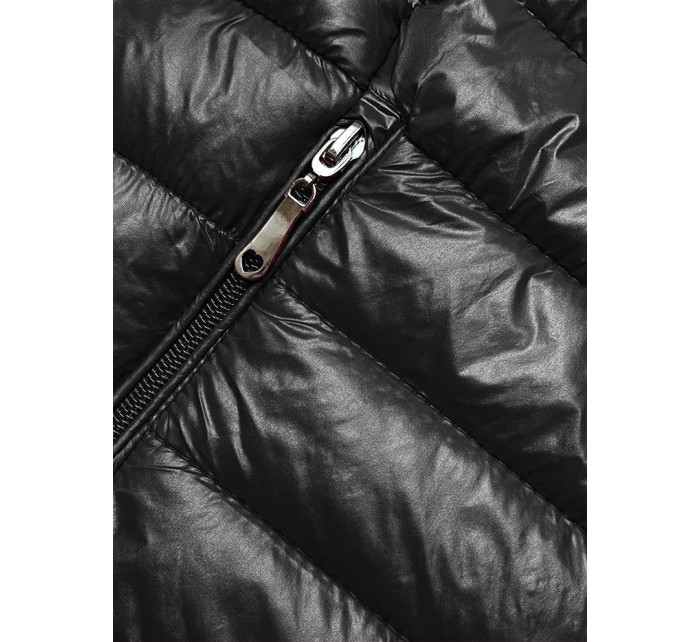 Čierna prešívaná dámska bunda so stojačikom (16M9108-392)