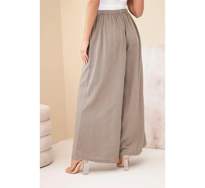 Dámske široké bavlnené nohavice s elastickým pásom fango