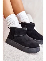 Niskie Śniegowce Damskie Na Platformie Ocieplane Futerkiem Czarne Saldren Niskie Śniegowce Damskie Na Platformie Ocieplane Futerkiem Czarne Saldren