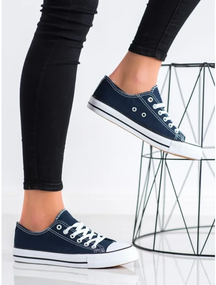 Módne tenisky modré dámske bez podpätku Módne tenisky modré dámske bez podpätku