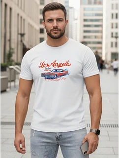 Pánske bavlnené tričko s potlačou Los Angeles white NX0055R