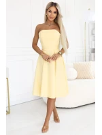 641-3 VIVIENNE korzetové midi šaty s opaskom - pastelovo žlté 641-3 VIVIENNE korzetové midi šaty s opaskom - pastelovo žlté