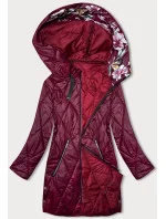 Dámská bunda ve vínové bordó barvě s ozdobnou kapucí model 19425167 - S'WEST Dámská bunda ve vínové bordó barvě s ozdobnou kapucí model 19425167 - S'WEST