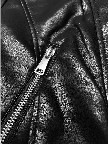 Černá dámská bunda ramoneska s ozdobným prošíváním model 19576688 - J.STYLE