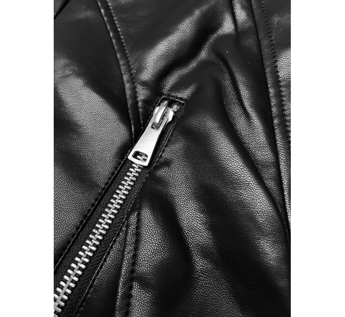 Čierna dámska bunda s ozdobným prešívaním J Style (11Z8129)