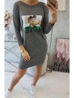 Šaty s potiskem Love v grafitové barvě