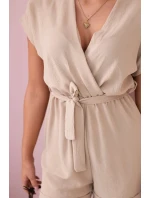 Krátký overal model 19780121 v pase béžový - K-Fashion