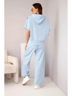 Dámská máslová souprava mikina s kapucí a volné kalhoty se šňůrkou modrá