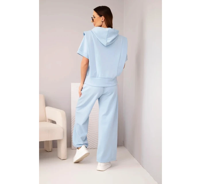 Dámská máslová souprava mikina s kapucí a volné kalhoty se šňůrkou modrá