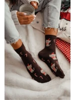 Dámské Vánoční Ponožky Kočky Čokoládové