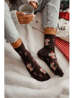 Dámské Vánoční Ponožky model 21780646 Čokoládové - Milena
