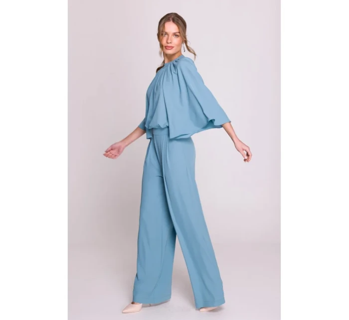 Kombinéza s širokými rukávy a zády  modrá model 20966219 - STYLOVE
