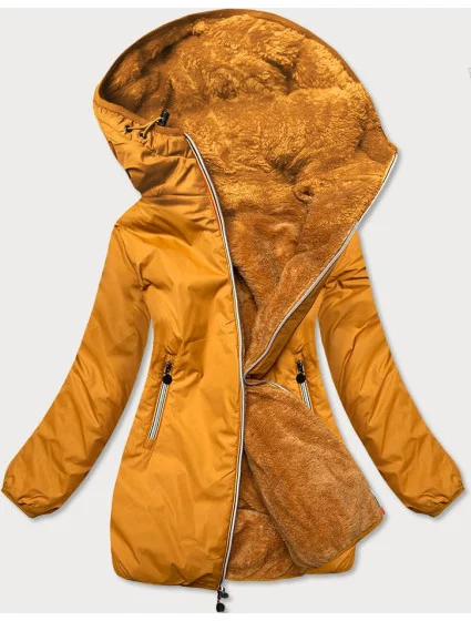 Dámska obojstranná bunda v horčicovej farbe (h1038-37)