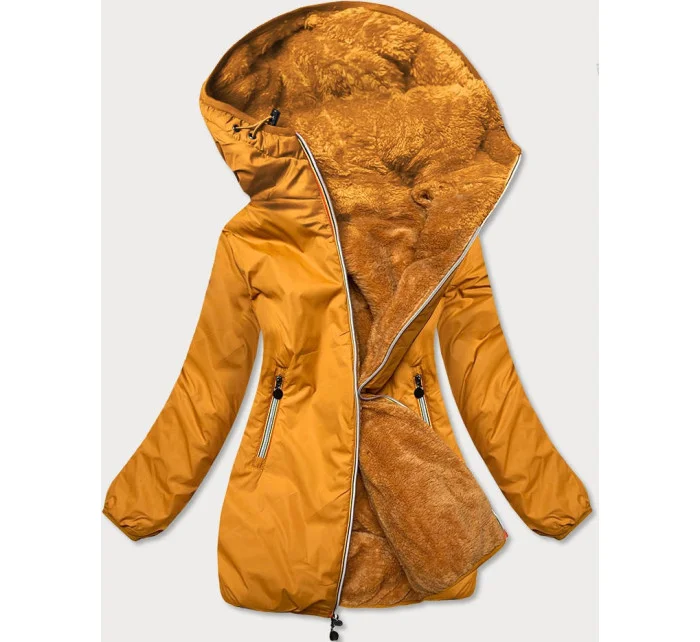 Dámska obojstranná bunda v horčicovej farbe (h1038-37)