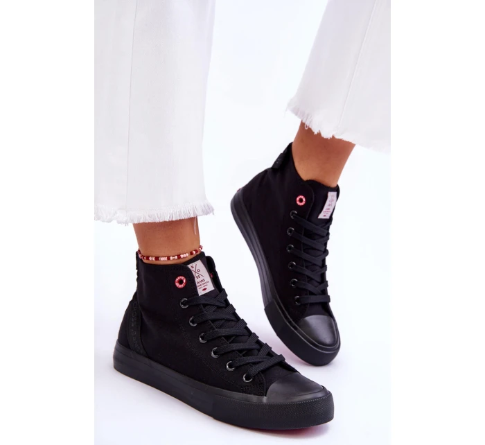 Damskie Klasyczne Wysokie Trampki Cross Jeans LL2R4088C Czarne