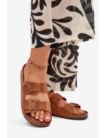 Dámské sandály na korkové platformě s přezkami Camel model 21704312 - EVENTO Dámské sandály na korkové platformě s přezkami Camel model 21704312 - EVENTO