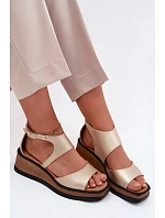 Kožené sandály na platformě Maciejka K7471-26 Zlaté