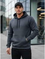 Pánska základná mikina s kapucňou tmavosivá FashionStreet BX5863