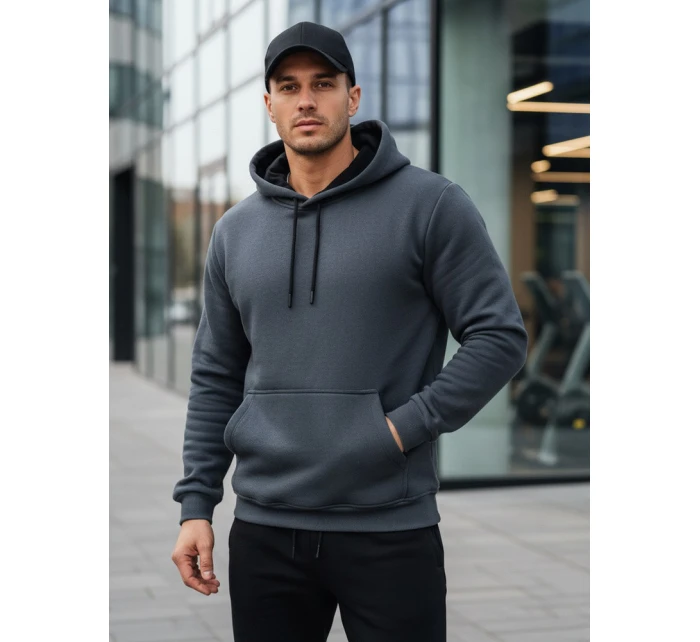 Pánska základná mikina s kapucňou tmavosivá FashionStreet BX5863