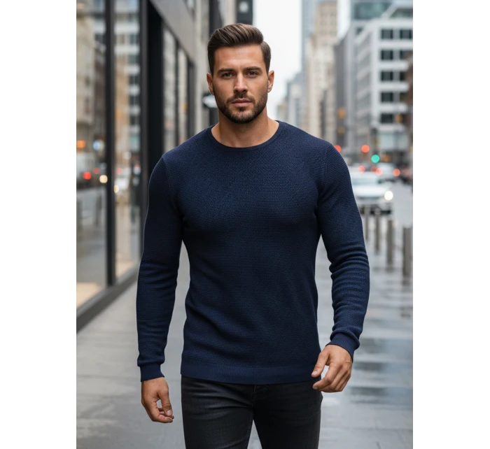 Pánský tmavě modrý svetr model 21995044 - FashionStreet